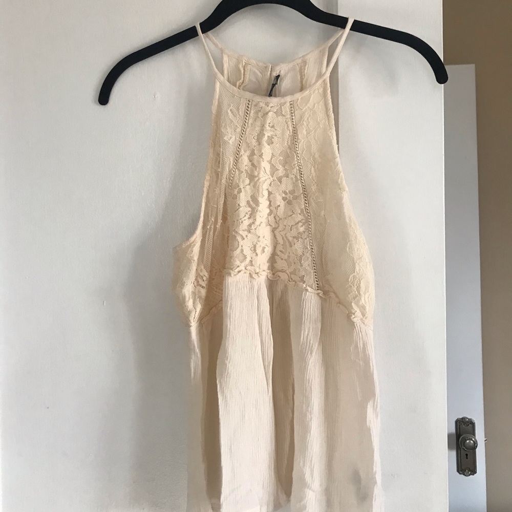 Cream detailed tank top